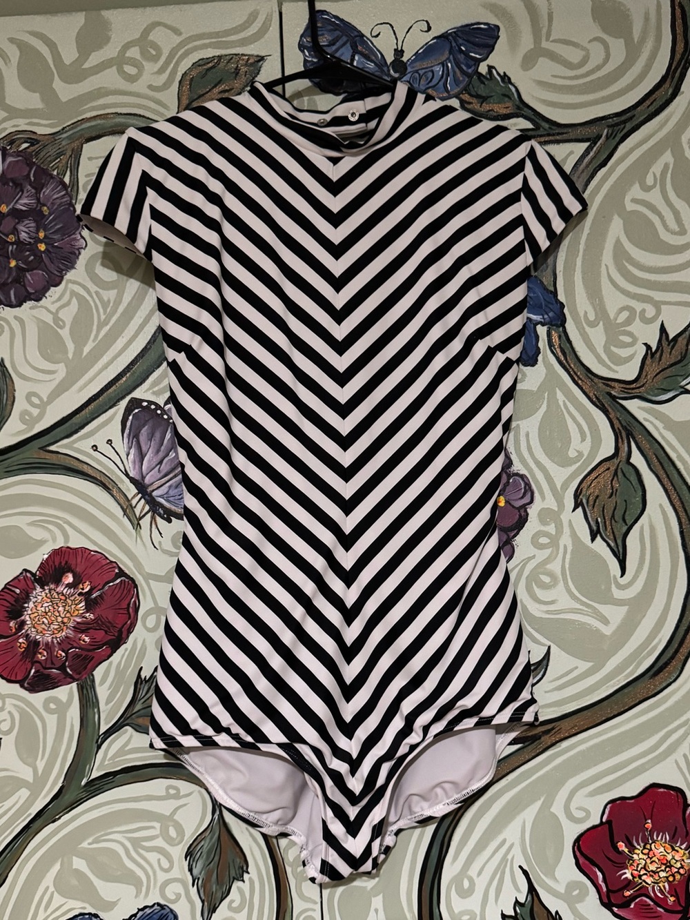 Striped Black & White One-Piece Swimsuit